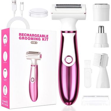 4 In 1 Cordless Rechargeable Painless Electric Shaver Women, Bikini Trimmer, Wet Dry Hair Removal For Face, Legs,_voghion.com