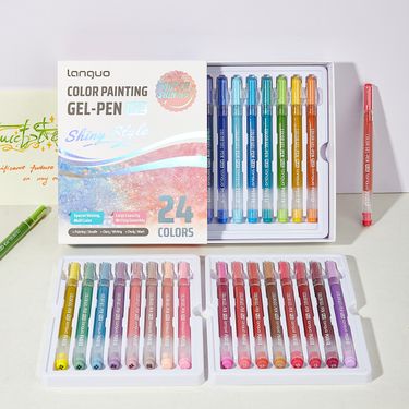 Glitter Gel Pen Set - 24 Vibrant Colors, 1.0mm Bullet Tip, Smooth Writing For Kids & Adults, Perfect For Journaling, Drawing & Note-Taking_voghion.com