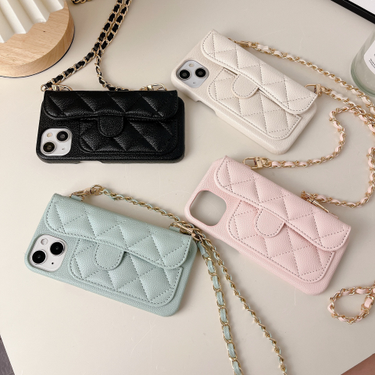 Mobile phone case Suitable for iPhone15promax small fragrant rhombus Apple 14 litchi pattern 13 luxury 13 diagonal mobile phone case_voghion.com