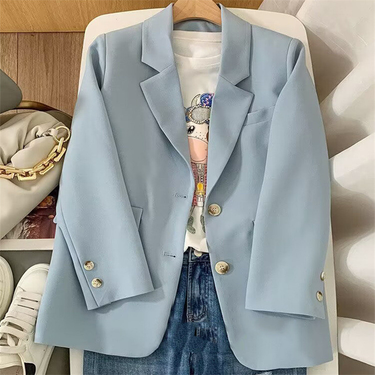Women's spring classic two-button temperament orange loose casual internet celebrity small suit for women_voghion.com