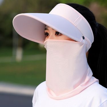 Women's Wide Brim UV Sun Hat - Cooling Fabric With Detachable Neck Cover For Cycling & Travel_voghion.com