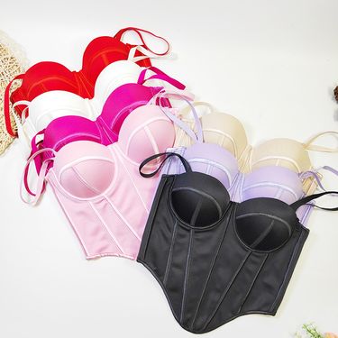 European And AmericanStreet Style Irregular Fishbone Bra Inner Wear Outer Wear Suspenders Female Body Constricting Beautiful Back Tube Top_voghion.com