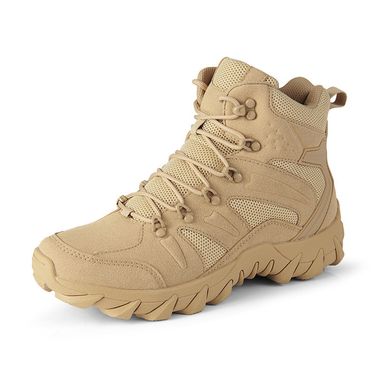 Breathable And Non Slip Men's One Size Fits All High Top Adhesive Yellow Flat Heeled Hiking Shoes, Combat Boots_voghion.com
