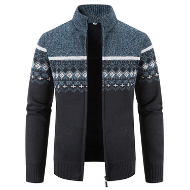 Autumn Winter New Stand up Neck Sweater for Men with Plush and Thickened Sweater, Casual Knitwear, Cardigan, Men's_voghion.com