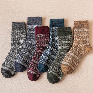 Wool socks men winter thick plus velvet warm socks men business socks retro long socks winter cotton socks mid tube socks_voghion.com