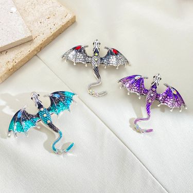Explosions Retro Color Oil Dropping Enamel Dragon Brooch Female Dragon Men's Suit Pin Accessories_voghion.com
