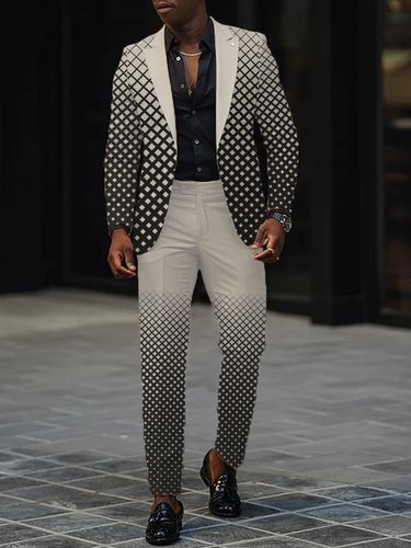 Gradient handsome suit men's trendy and fashionable loose suits men's suit trousers suit_voghion.com