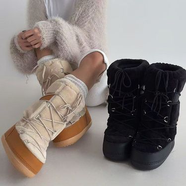 2025 New Thickened Ski Space Boots Lamb Fur Splicing Tall Snow Boots_voghion.com