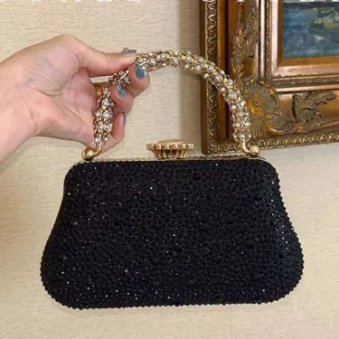 Designer Bags Dia Evening Top Handle Women's Handbag Crystal Shiny Wedding Party Clutch Purse Shoulder Messenger Bag_voghion.com
