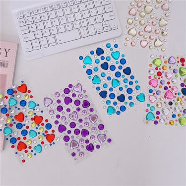 Large Love Diamond stickers ins3D Korean Diamond decorative hand account stickers face stickers children Girl Crystal Diamond_voghion.com