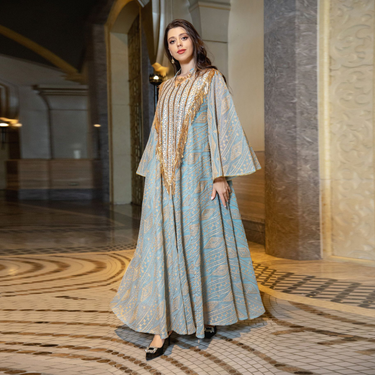 Women's Clothing Muslim evening dress dress mesh embroidered sequined robe Middle Eastern women's clothing_voghion.com