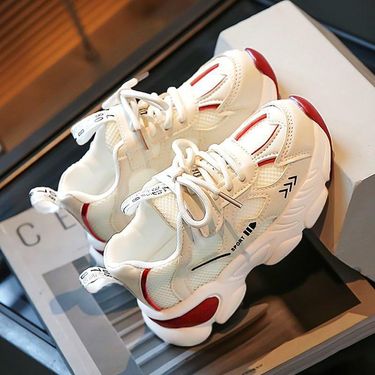 Children's Shoes Girls Sports Shoes Spring New Children's Soft Sole Daddy Shoes Medium And Large Children Girls Running White Shoes_voghion.com