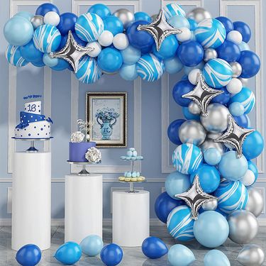 Blue Ocean Series Balloon Chain Set Birthday Party Venue Layout Metal Balloon Set_voghion.com