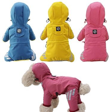 Dog raincoat all-inclusive four-legged waterproof poncho Teddy Bomei rainy pet clothes small and medium-sized dog raincoat wholesale_voghion.com