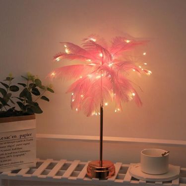 Night Light Girly Plug-in Bedroom Dormitory Creative Feather Internet Celebrity Decoration Room Decoration Lamp_maomaolike.com