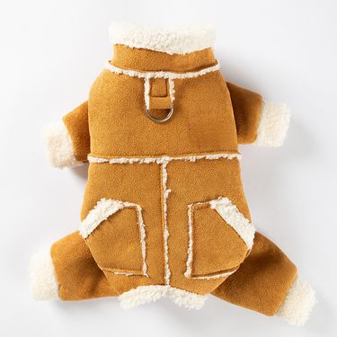 2025 New 10% Off Pet Dog British Style Suede Four-Legged Fleece-Lined Puppy Clothes Leash_voghion.com