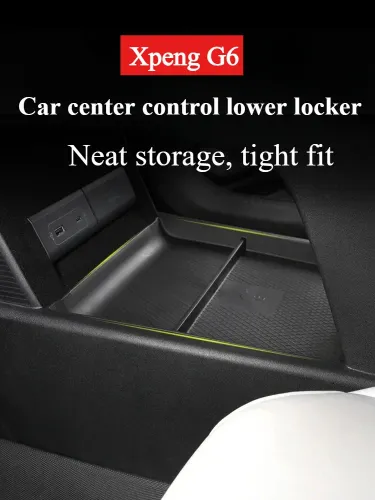 For Xpeng G6 Center Console Storage Box Car Central Lower Layer Tray TPE Organizer Stowing Tidying Car Interior Storage Pad_voghion.com
