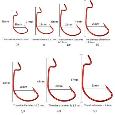 High-Carbon Steel Curved Shank For Fishing, Red Wide-Belly Fish Hook, Soft Lure Hook With Barbs, Fishing Gear_voghion.com