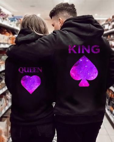 KING QUEEN series couples Valentine's Day hooded pullover hoodie hoodie_voghion.com