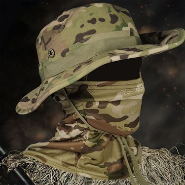 Fashion Tropical Adventure Visors Caps Jungle Hunting Hat Sunshade Camo Cap Men Army Bucket Hats Military Tactical Neck Cover_voghion.com
