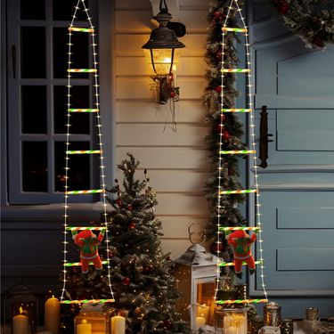 Santa Claus Climbing LED Hanging Christmas Ladder Outdoor Waterproof Eaves Decoration Colorful String Lights_voghion.com