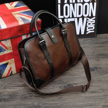 2023 New Trendy Business Handbag Shoulder Briefcase Leather Men's Bag_voghion.com