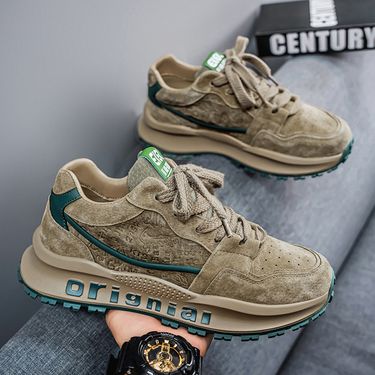 Men's 2025 Spring New Thick Soled Anti Slip Sports Casual Versatile Height Increasing Dad Men's Trendy Shoes_voghion.com