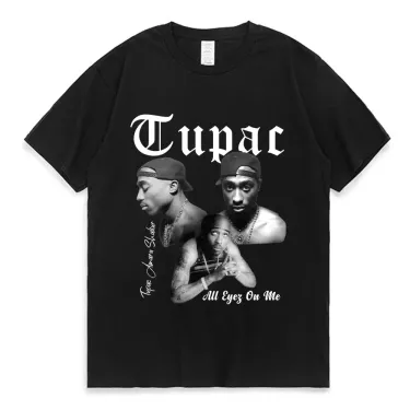 Hot Selling 2024 Summer Fashion T-shirt Rapper Tupac Tops Hip Hop Streetwear Oversized Short Sleeves Tee Men Women T Shirt_voghion.com