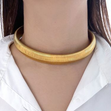 Women's Jewelry Stainless Steel Telescopic Elastic Snake Ring Necklace Fashionable Hip Hop Personality Female Vacuum Waterproof Collar_voghion.com