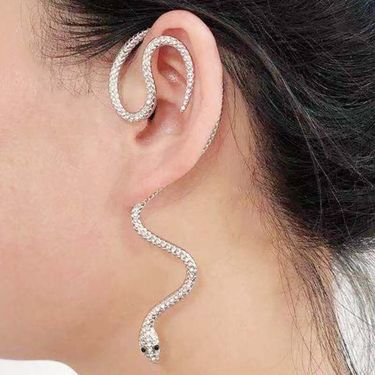 Exaggerated snake shaped personalized earrings without ear holes, fashionable women's accessories_voghion.com