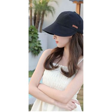 2025 Spring And Summer With The Same Women's Fisherman's Cap And UV Cap, Solid Black Sun Hat_voghion.com