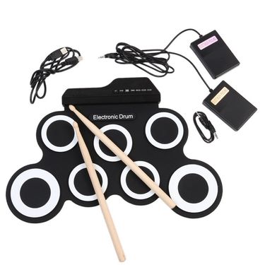 Hand roll USB electronic drum, portable drum kit, practice drum, folding silicone hand roll electronic drum, jazz drum_voghion.com
