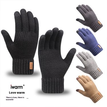Men's Winter Wool Gloves With Thick Wool And Knitted Touch Screen Gloves Made Of Alpaca Wool_voghion.com
