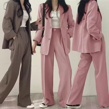 Women's casual design top and trousers suit Small suit retro jacket slim fashion spring and autumn _mkmklike.com