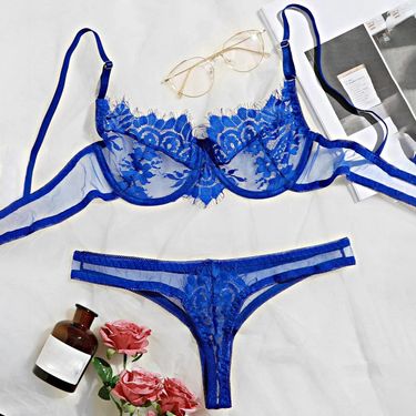 2-Piece Erotic Underwear Sexy Lace Lingerie Set Temptation Three Point Lingerie Steel Ring Bra Thong Exotic Sets Porn_voghion.com