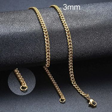 Chain Necklaces Punk Stainless Steel Necklace For Men Women Gold Chain_voghion.com