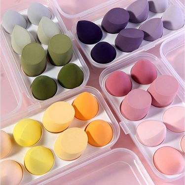 8 pack beauty eggs 8 grid storage box powder puff sponge egg makeup foundation beauty tools gradient color_voghion.com