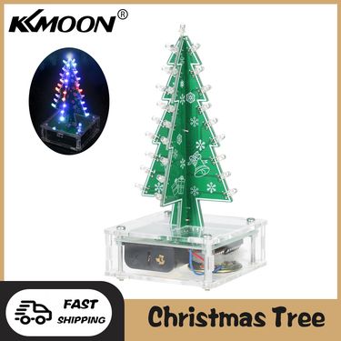 DIY Colorful Easy Making LED Light Acrylic Christmas Tree with Music Electronic Learning Kit Module_voghion.com
