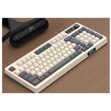 KIMEBOO Front Leopard Wired 98-Key RGB Keyboard Silent Mechanical Feel Gaming Office Color Matching Universal_voghion.com