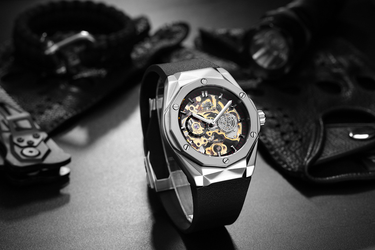 Automatic Mechanical Hollow Rose Gold Tape Men's Watch_voghion.com