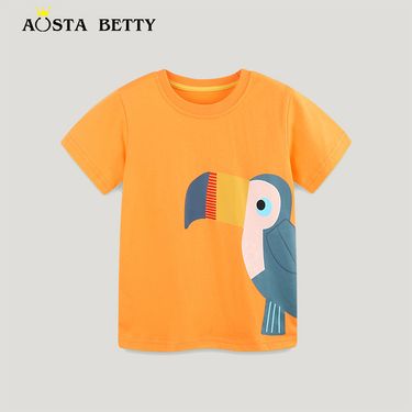 European American Style Short Sleeve T-Shirt For Toddlers And Kids, Knitted Cotton Round Neck Boys' T-Shirt, Summer New_voghion.com