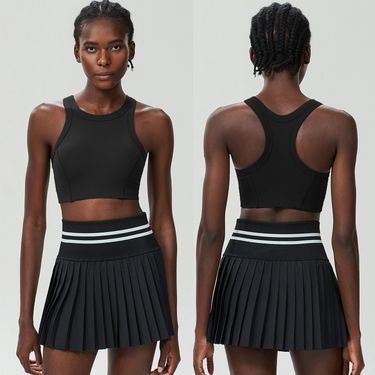 LazyZoom Sports Fitness Yoga Clothing Set For Women, Anti-Exposure Plus Size Quick-Dry Two-Piece Badminton Tennis Outfit_voghion.com