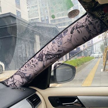 AB Pillar Self-adhesive Back Adhesive Tattoo Flower Arm Personalized Hand-painted Beauty Color Change And Interior_voghion.com