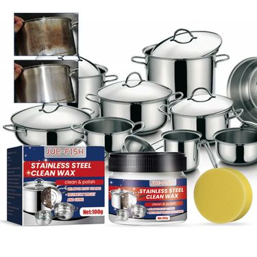 Stainless Steel Cleaning Paste, Kitchen Utensils, Pots, Stoves, Heavy Oil Stains, Rust Removal, Cleaning and Descaling Paste_voghion.com