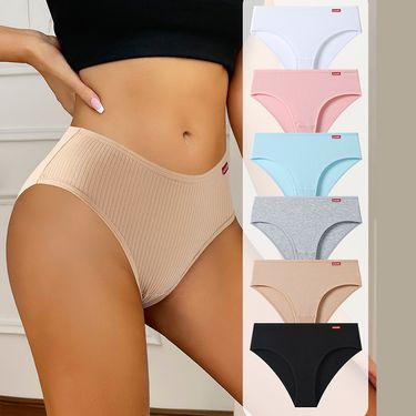 Women's Intimates High Waist Large Size Underwear Pure Cotton Ribbed Underwear_voghion.com