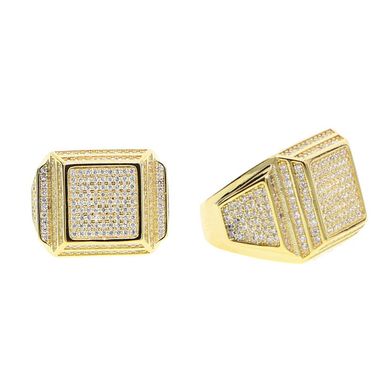 Men's Jewelry Square Full Diamond Ring Hip Hop New Style Inlaid Stone Trendy Brand Cool Ring_voghion.com