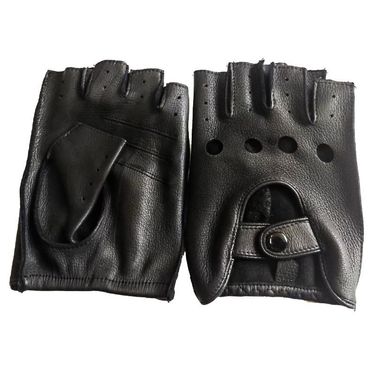 Source Factory Deer Pattern Half Finger Leather Gloves Customized Leather Outdoor Locomotive Hand Leather Gloves Thunder Gloves_voghion.com