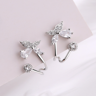 Sterling Sie VENUS Fashion Flower Zircon Inlaid Butterfly Stud Earrings Ladies U-shaped Earrings Personali_voghion.com