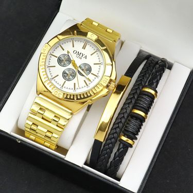 Brand Men's Quartz Watch Bracelet Box Set Fashion Watch Gift Set_voghion.com