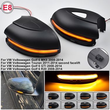 2X For VW GOLF VI 6 GTI R Line R20 Touran Dynamic Blinker LED Turn Signal Light Side Mirror Indicator Sequential_voghion.com